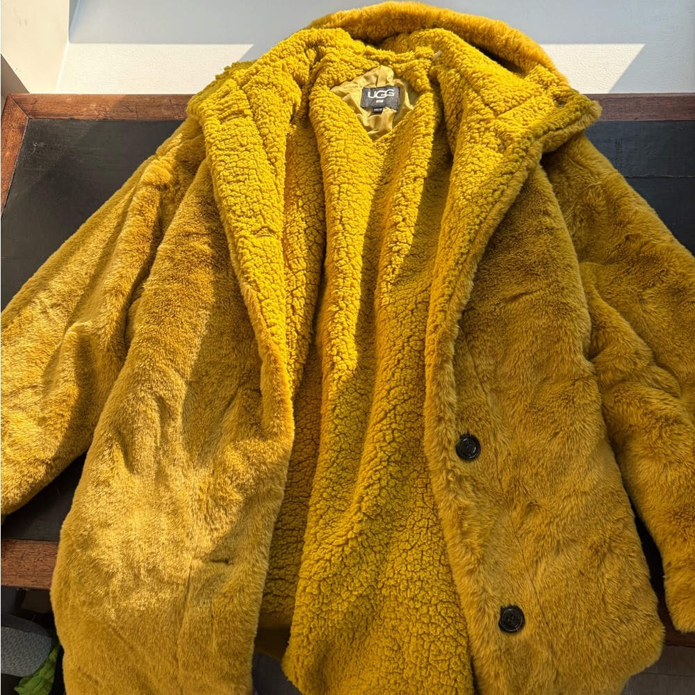 UGG Mustard Faux Fur and Sherpa Coat